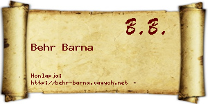 Behr Barna névjegykártya